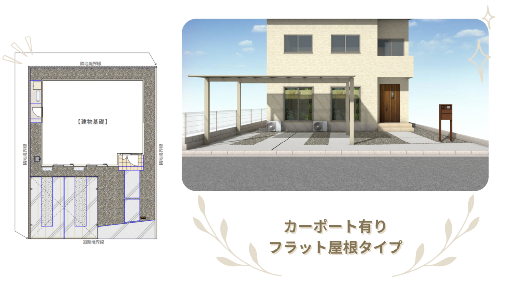 カーポート有り/シンプルにこだわる外構工事 (株)カインズガーデン カーポート有り/シンプルにこだわる外構工事 (株)カインズガーデン
