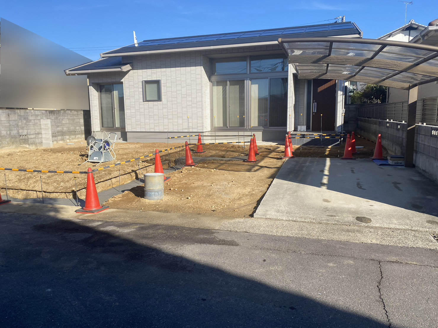 整地・ブロックや門壁の下地コンクリート打設【香川県高松市岡本町・Ｍ様邸】 (株)カインズガーデン｜庭壁塀・外まわり工事店