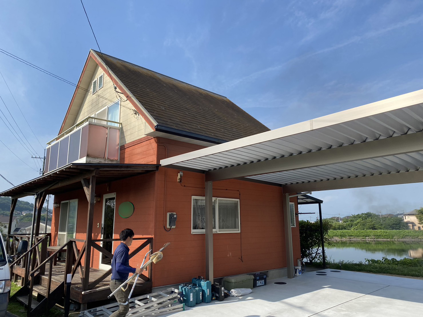 【綾川町Ｔ様邸】庭リフォーム工事・二期着工👷店舗兼住居の木製デッキ・テラス解体撤去から！ (株)カインズガーデン｜香川の庭リフォーム工事，外構・エクステリア工事，修繕工事