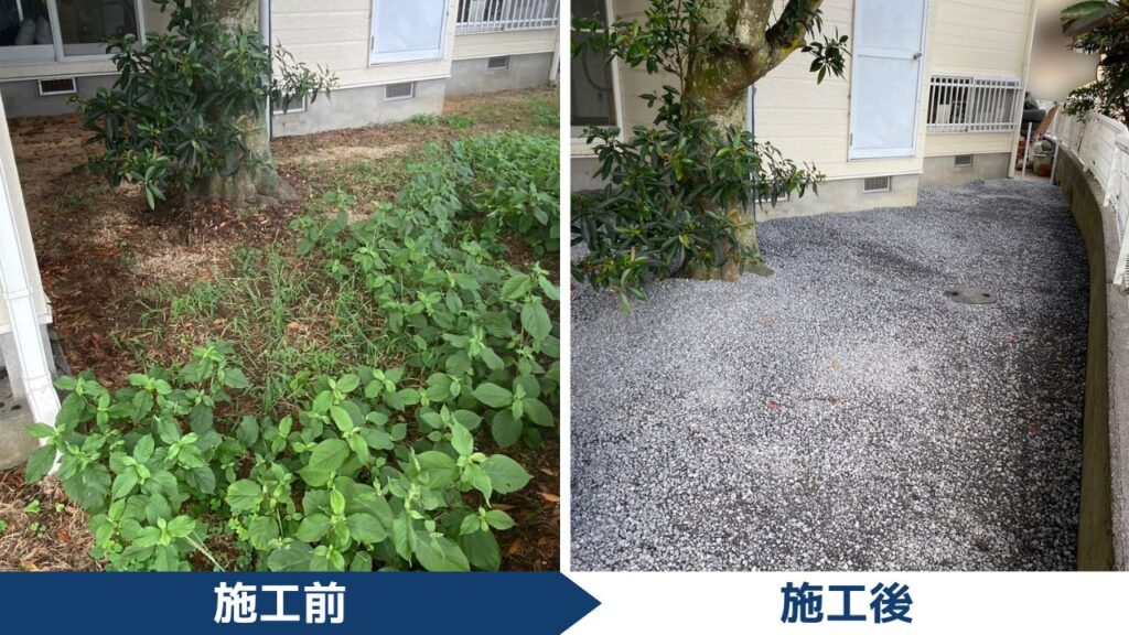 【高松市ＴＫ様邸】雑草対策工事㊗完工✨裏庭スッキリお手入れ要らず♪ (株)カインズガーデン｜香川県の庭リフォーム工事，庭仕舞い