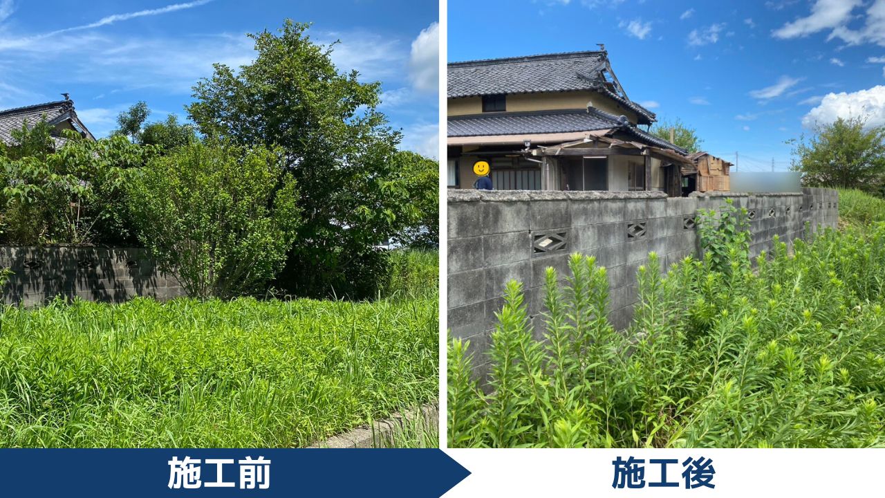 【綾川町ＫＵ様邸】庭木や植栽・雑草撤去でスッキリ✨庭リフォーム工事㊗完工 (株)カインズガーデン｜香川県の庭仕舞い工事，雑草対策