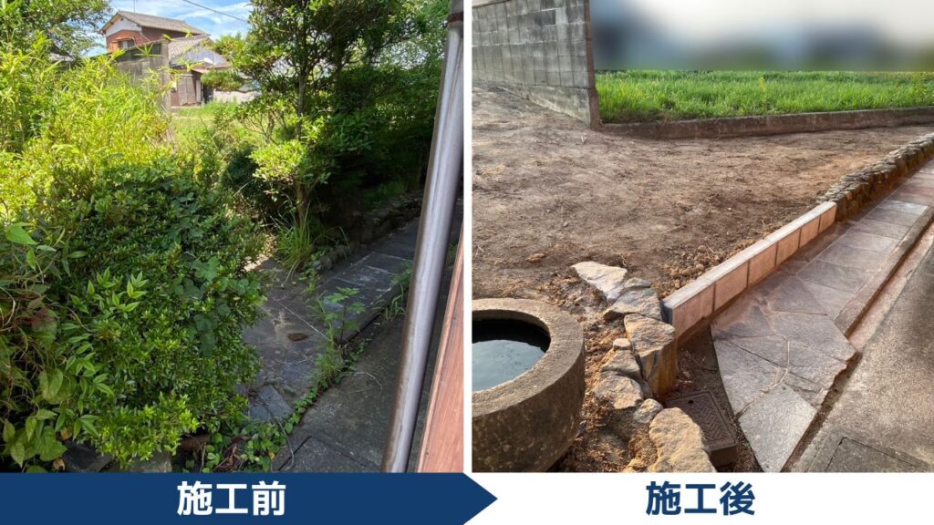 【綾川町ＫＵ様邸】庭木や植栽・雑草撤去でスッキリ✨庭リフォーム工事㊗完工 (株)カインズガーデン｜香川県の庭仕舞い工事，雑草対策