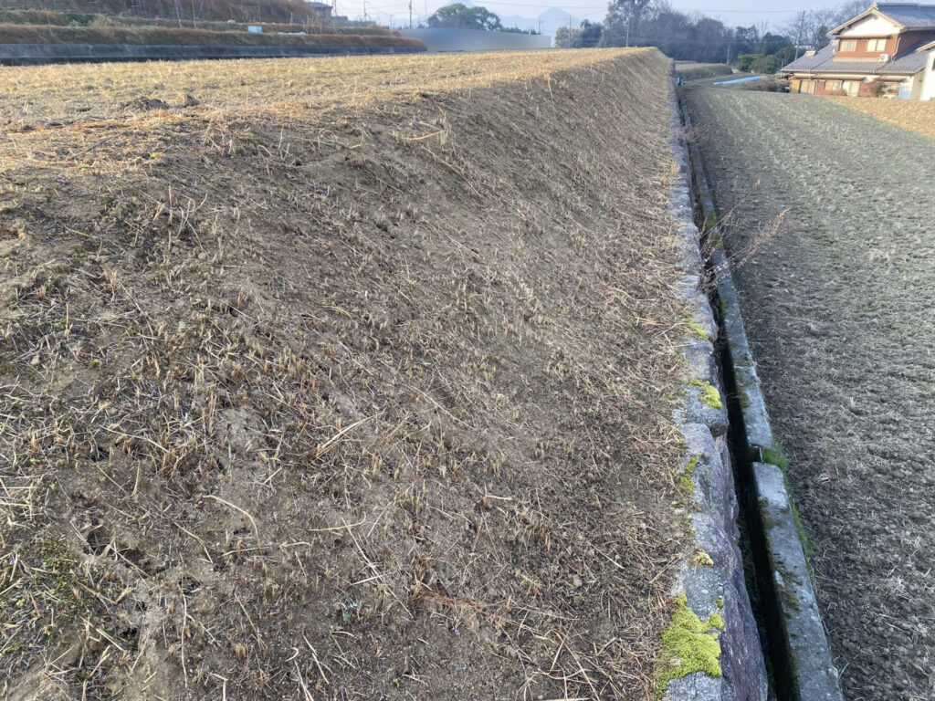 【綾川町ＴＮ様邸】雑草対策！田んぼの法面に防草シート張り着工⛑ (株)カインズガーデン｜香川県の雑草対策工事，庭仕舞い