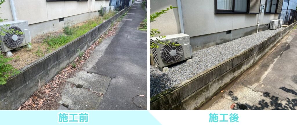 【高松市Ａ様邸】お家周りの雑草や植栽スッキリ✨雑草対策工事㊗完工 (株)カインズガーデン｜香川県の庭リフォーム工事