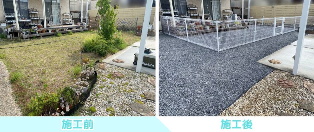 【高松市I様邸】お庭と花壇の雑草対策&ドッグランリフォーム工事㊗完工 (株)カインズガーデン|香川県の庭リフォーム工事