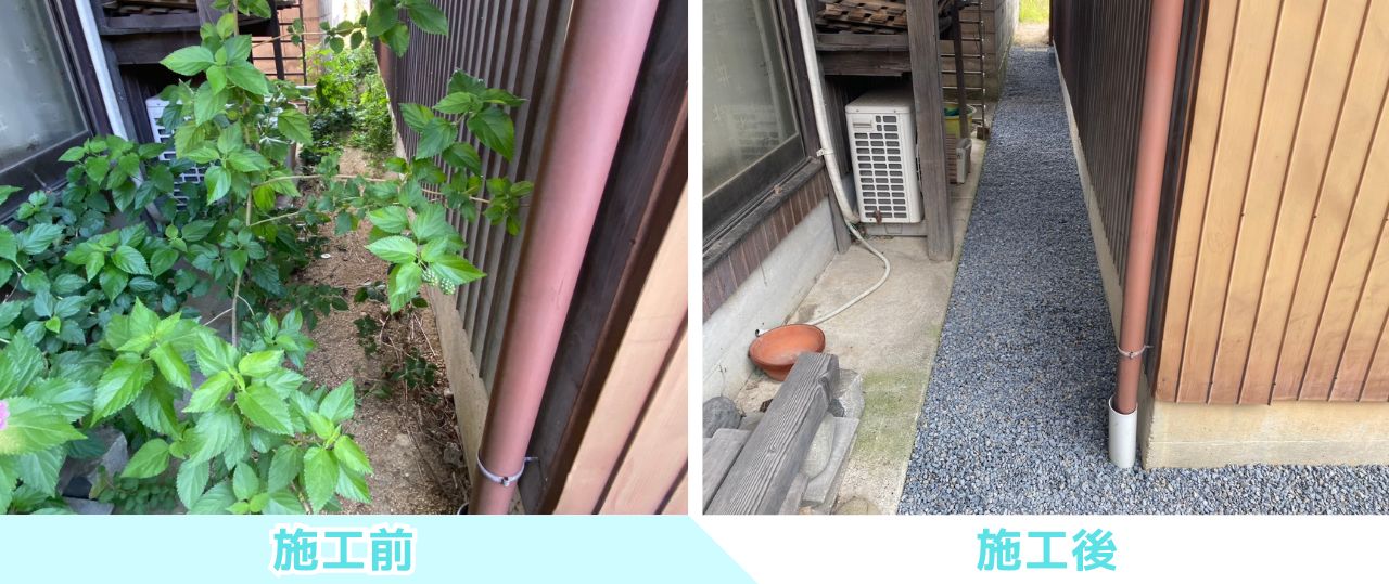 【多度津町Ｙ様邸】正面も裏庭もスッキリ爽快✨庭木撤去＆雑草対策工事㊗完工 (株)カインズガーデン｜香川県の庭仕舞い工事