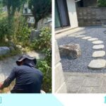 【綾川町ＭＩ様邸】風情ある枯山水風雑草対策✨カッコイイ駐車場や物置㊗完工 (株)カインズガーデン｜香川の庭リフォーム工事，庭仕舞い