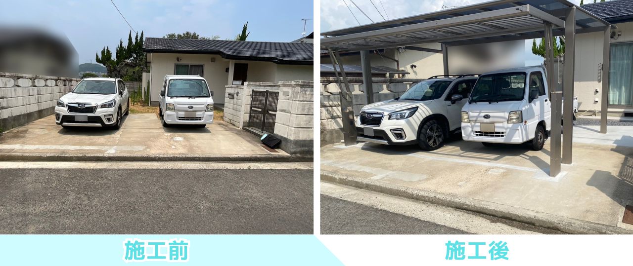 【綾川町ＭＩ様邸】風情ある枯山水風雑草対策✨カッコイイ駐車場や物置㊗完工 (株)カインズガーデン｜香川の庭リフォーム工事，庭仕舞い