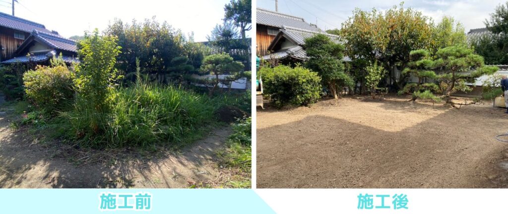 【三豊市S様邸】スッキリ綺麗な土の地面はウン年ぶり✨庭仕舞い工事㊗完工 (株)カインズガーデン|香川県の庭リフォーム工事