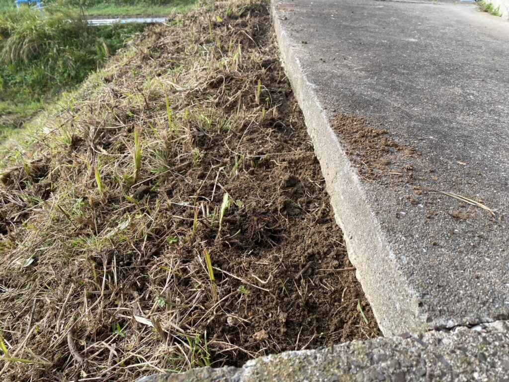 【綾川町内公民館裏の法面】自治会長Ｍ様より法面雑草対策工事、着工⛑ (株)カインズガーデン｜香川県の庭仕舞い工事