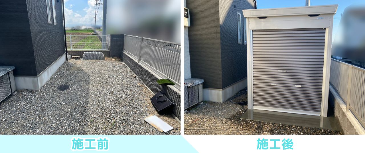 【善通寺市Ｎ様邸】バイクガレージ工事㊗完工｜愛車を守るバイク保管庫完成✨ (株)カインズガーデン｜香川県の庭仕舞い工事