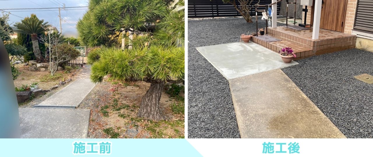 【綾川町Ｓ様邸】庭仕舞い工事㊗完工｜お庭は雑草対策バッチリ👍目隠しフェンスで囲いスッキリ完了✨ (株)カインズガーデン