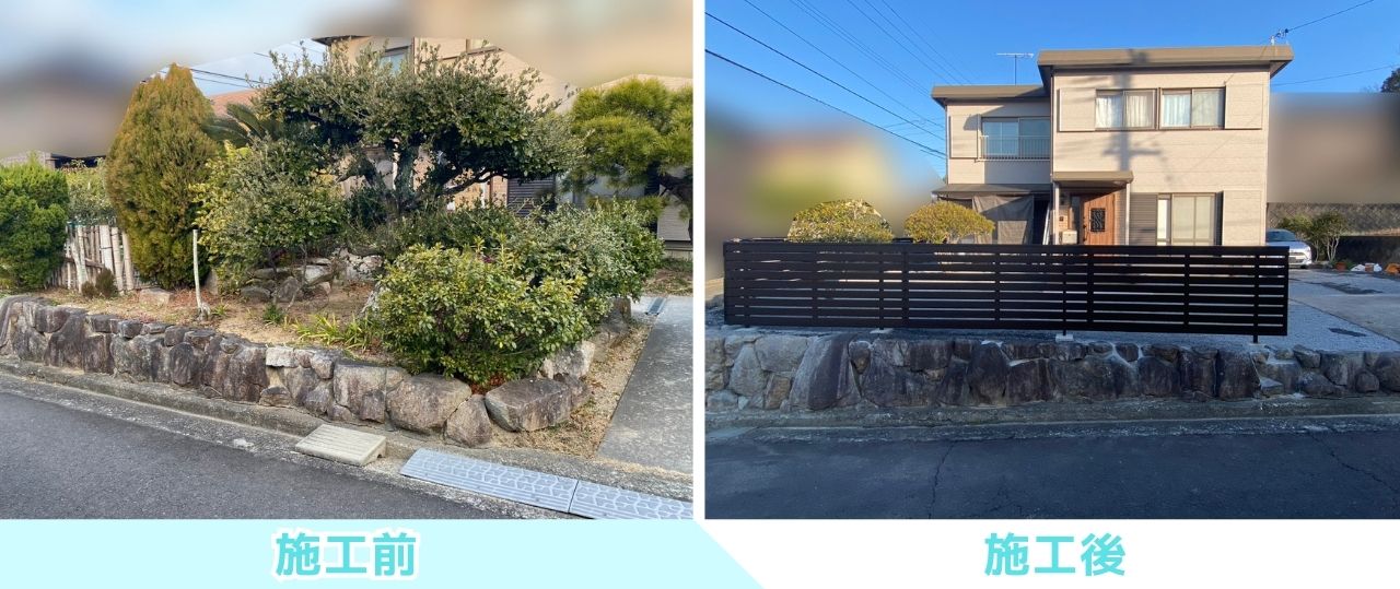 【綾川町Ｓ様邸】庭仕舞い工事㊗完工｜お庭は雑草対策バッチリ👍目隠しフェンスで囲いスッキリ完了✨ (株)カインズガーデン
