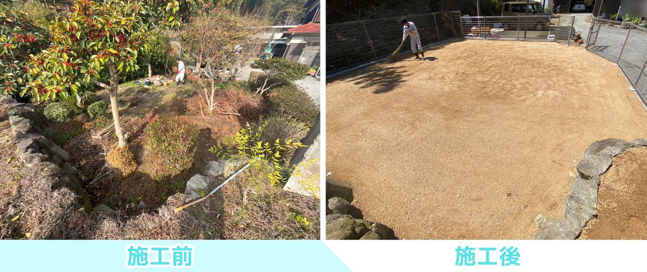 【三豊市Ｏ様邸】庭じまい＆ドッグラン工事㊗完工｜フェンス囲いで安心✨広々！ご自宅ドッグラン完成 (株)カインズガーデン
