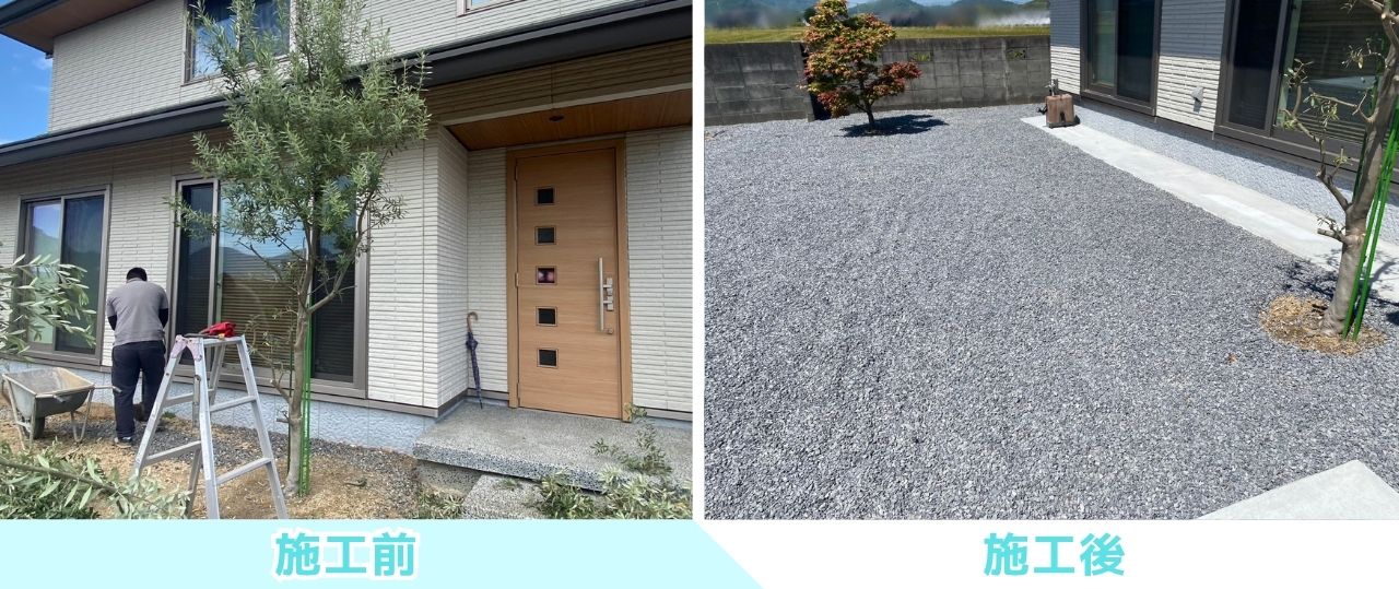 【多度津町Ｔ様邸】雑草対策＆駐車場工事㊗完工｜全面雑草対策完了！スタイリッシュな広々駐車場完成✨ (株)カインズガーデン