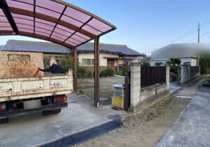 【綾川町Ｍ様邸】庭仕舞い工事着工⛑｜庭木撤去や雑草対策，駐車場拡張，物置移設 (株)カインズガーデン｜香川の庭仕舞い