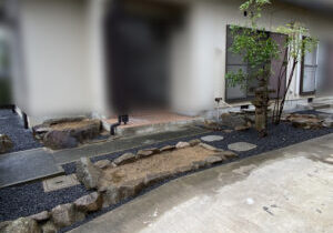 【綾川町Ｋ様邸】雑草対策＆庭仕舞い工事㊗完工｜防草シートや砂利で裏庭＆玄関周りもスッキリ完了✨ (株)カインズガーデン