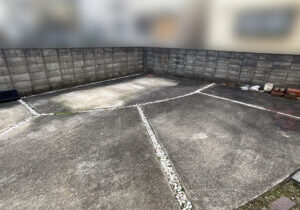 【香川町Ｖ様邸】バイクガレージ工事着工⛑｜土台は既存コンクリート，墨出しやＲＣ基礎準備を進めます (株)カインズガーデン